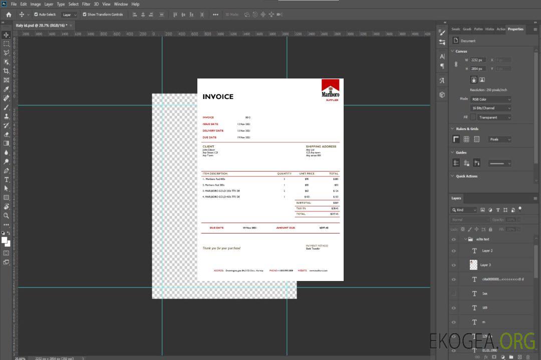 Modèle de facture Marlboro aux États , Unis template